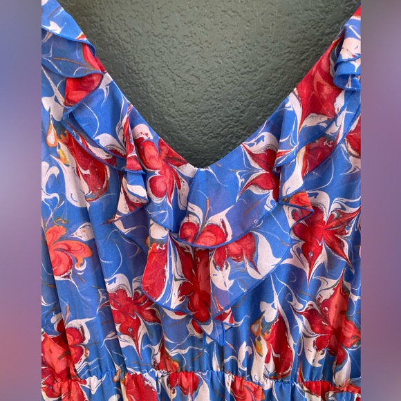 RACHEL ROY floral print XL dress, asymmetric hemline w/ leather belt - like new. - Picture 5 of 15